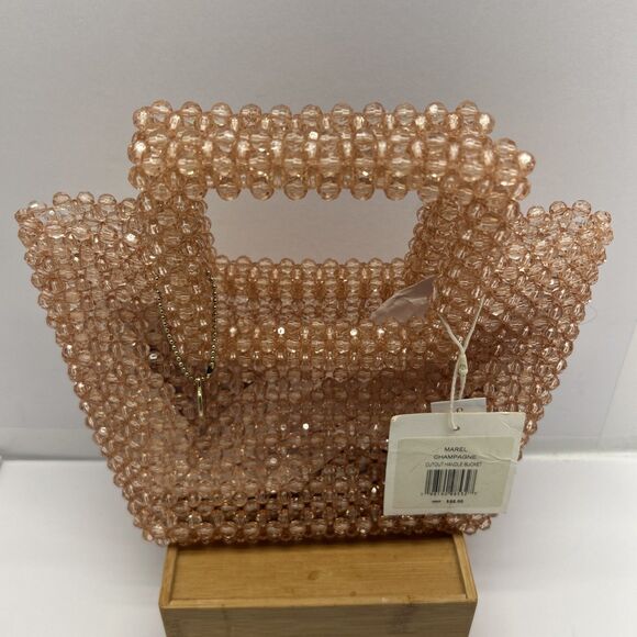 Dolce Vita Marel Champagne Cutout Handle Bucket Small Purse Apricot Beads NEW - Picture 1 of 8